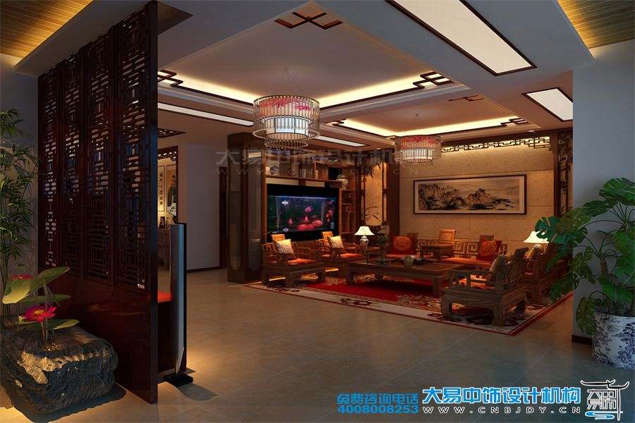 駐馬店新中式風(fēng)格家裝效果圖紅色典雅中式設(shè)計