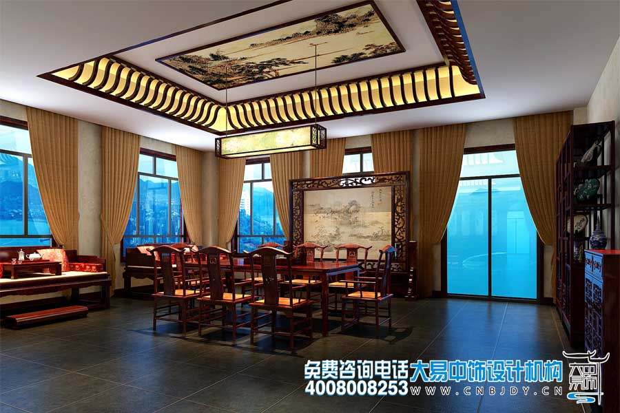 中式茶樓中式設計裝修效果圖