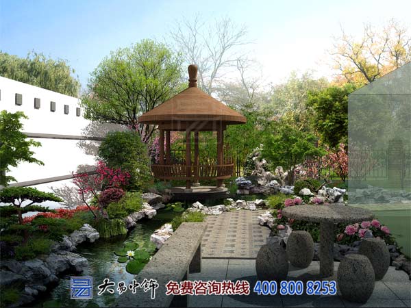 中式園林設(shè)計(jì)效果圖，體驗(yàn)園區(qū)功能引導(dǎo)