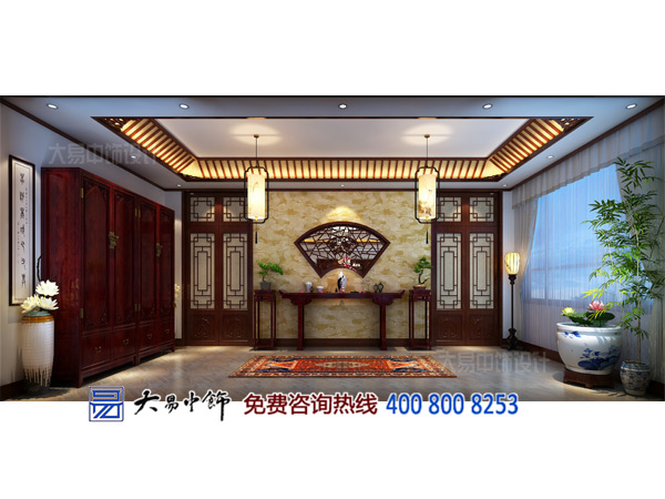 北京懷柔畫友會(huì)館中式裝修 雁棲湖畔的清雅名居
