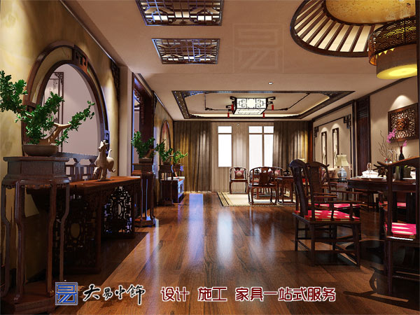 遼寧盤錦220平米別墅中式設(shè)計(jì)，感受中式別墅中式裝修的氣息
