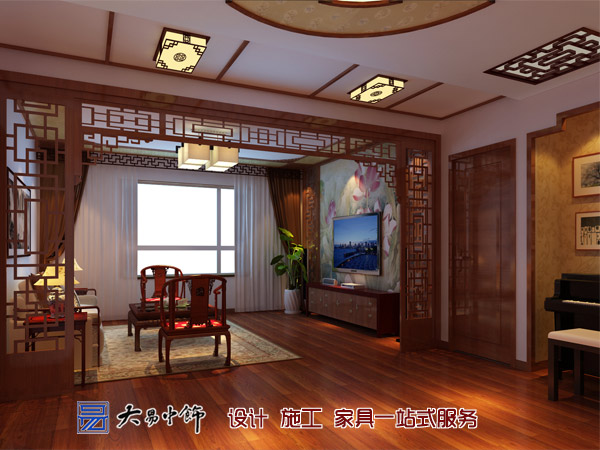 新古典中式風(fēng)格客廳中式裝修 新中式設(shè)計(jì)古典家裝 原木格調(diào)營(yíng)造的自然中式生活